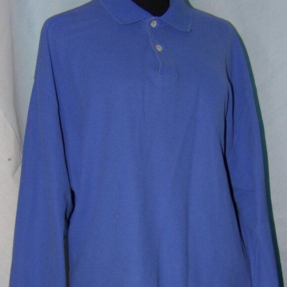 One L. L.Bean XL Blue Long Sleeve Pullover SHIRT Two Button Top - Picture 1 of 2